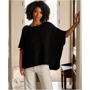 Frank &‎ Eileen Olive Original Capelet Poncho Sweater Top Black Size Small